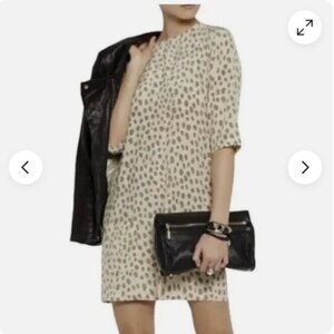 Equipment Femme 100% Silk Georgette Aubrey Dress in Leopard Print Size Small